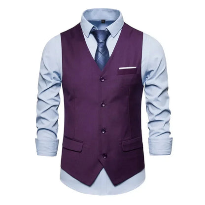 Blue Suit Vest, Men's Business Sleeveless Vests Jacket, Asian size S-6XL, Wedding Party Waistcoat, Red Purple Black Gray