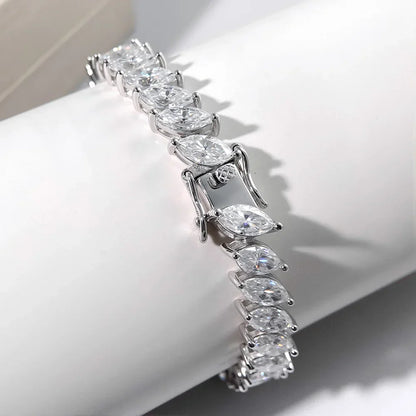 4x8MM D Color Marquise Cut Moissanite Bracelet 100% 925 Sterling Silver For Women Wedding Party Fine Jewelry