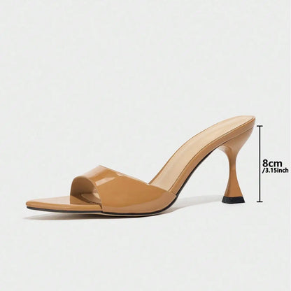 New Ladies Pointed Toe Mirror Surface Sandals High Heels Coffee Brown Strap Thin High Heel slippers Women 2026