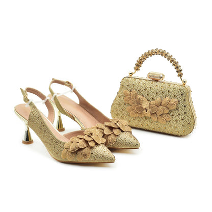 New Fashion Shoe and Bag Set for Party in Women Italian Luxury Bag and Shoes Set From Italy Full Diamonds Bride Shoes Designer