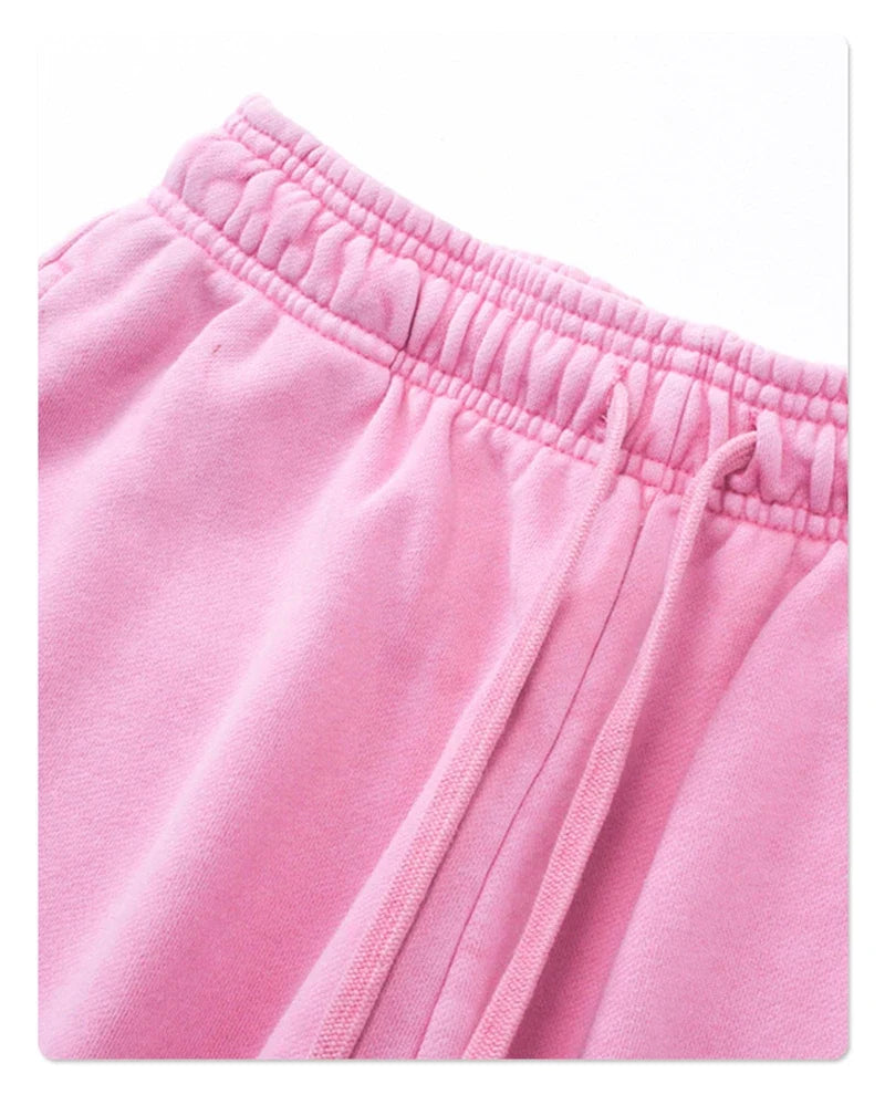 Fashion Summer Men 420gsm Washed Cotton Shorts Retro Unisex High Street Terry Knee Length Short Pants Streetwears HY0845