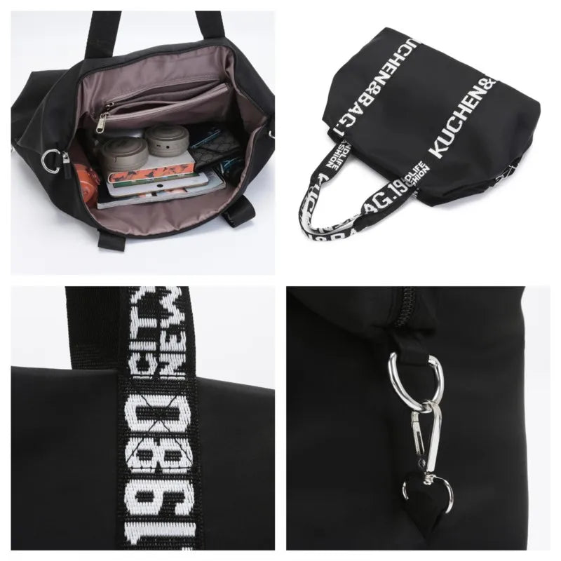 Women's Large Capacity Nylon Shoulder Bag Casual Top-Handle Fashion Tote Crossbody Handbag