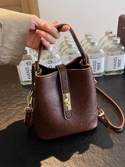 Retro small bag women 2024 new autumn/winter messenger bag fashion HOT portable bucket bag