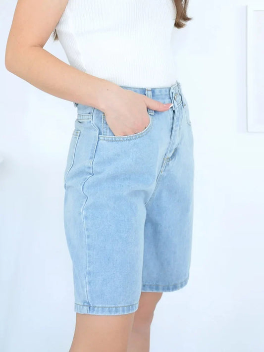 High Waisted Jeans Shorts Women 2025 Vintage Shorts Denim Loose Female Short Straight Jeans Shorts For Women Summer