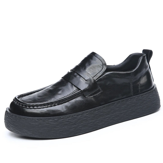 Height-increasing Business Casual Loafers for Men 2026 Spring New Black Designer Shoes Male Fashion Genuine Leather Shoe Man