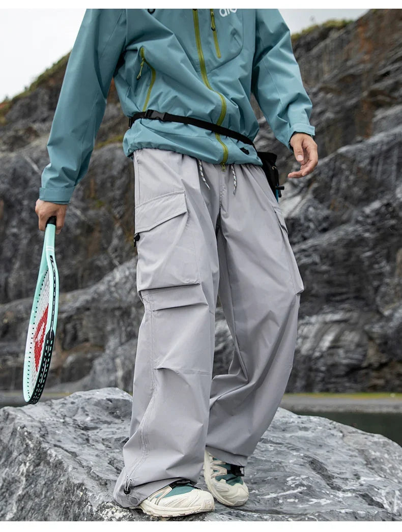 Autumn Hiking Pants Elastic Waist Outdoor Waterproof Camping Trousers Women Large Pocket Breathable Mountaineering Cargo Pants