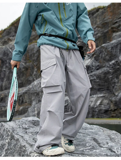 Autumn Hiking Pants Elastic Waist Outdoor Waterproof Camping Trousers Women Large Pocket Breathable Mountaineering Cargo Pants