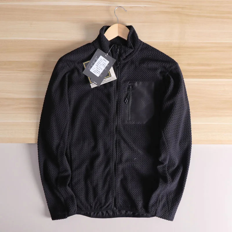 Lightweight Breathable Quick-Dry Fleece Fabric Jacket Stand Collar Outdoor Sports Men's Spring 2025 Versatile Modern Style