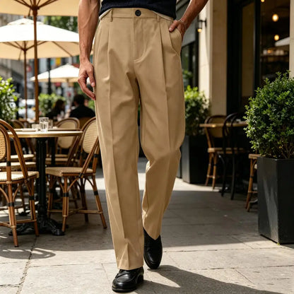 Men's Wide Leg Pants  Loose Fit Straight Leg Suit Trousers High Waist Pleated Business Office Formal Casual Men's Dress Pants