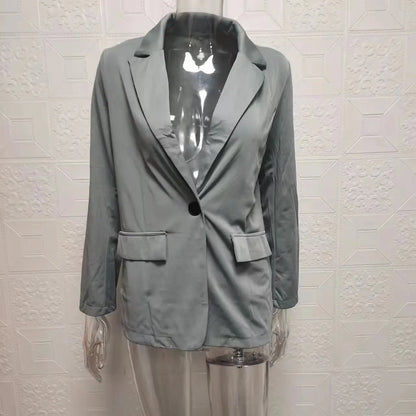 Elegant Slim Fit Suit Jacket And Pants Set for Women 2024 New Fashion Spring Autumn Turn-down Collar High-end Feeling