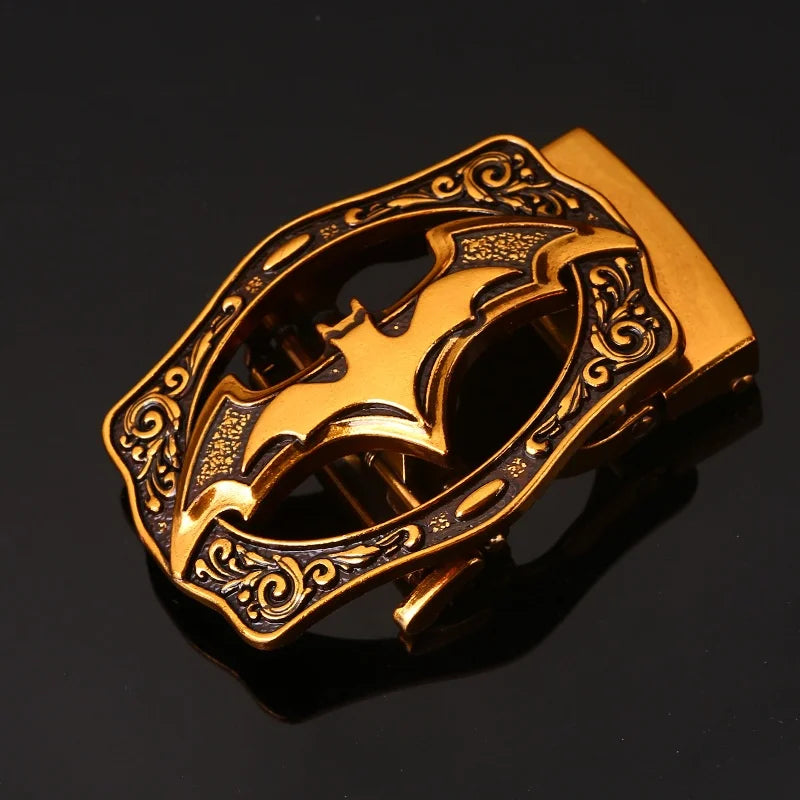 Vintage bat gold automatic buckle belt for men High quality brown/black genuine leather belt , gothic belt , designer belt men