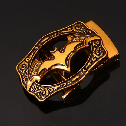 Vintage bat gold automatic buckle belt for men High quality brown/black genuine leather belt , gothic belt , designer belt men