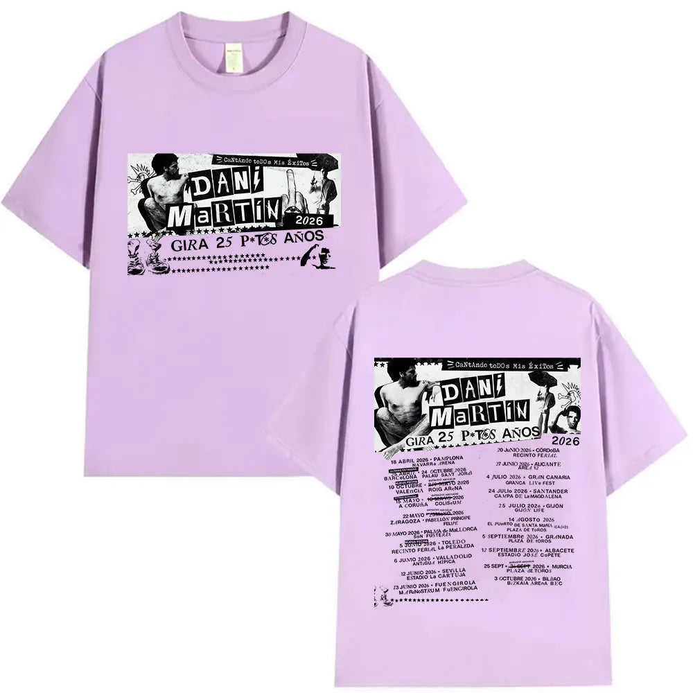 Rapper Dani Martin Tour 2025-2026 Merch T Shirts Men's Pop Music Clothing Short Sleeve T-shirt Man Hip Hop Gothic Vintage Tshirt