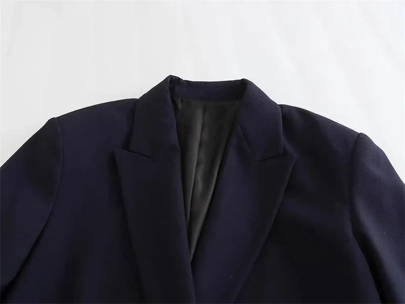 2025 New Women Fashion Double Breasted Plaid Blazer Coat Vintage Long Sleeve Flap Pockets Female Outerwear Chic Vestes Femme