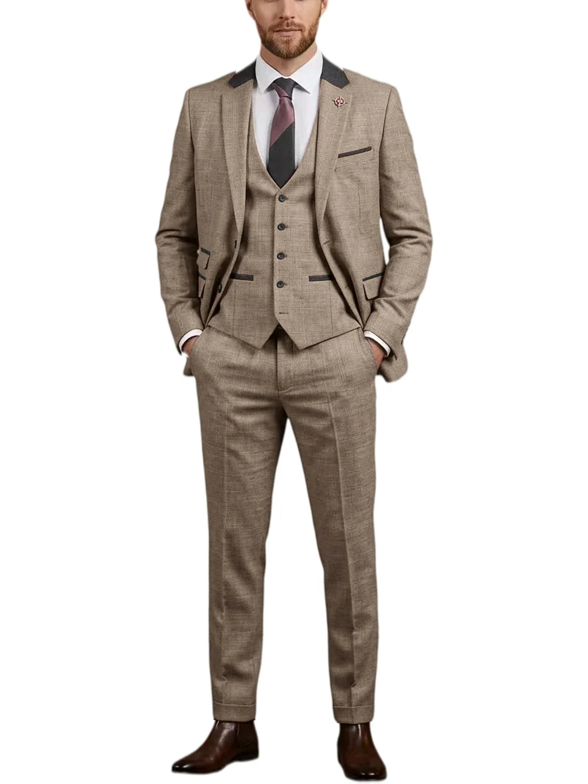 Men's Linen 3 Piece Suit Notch Lapel 2 Buttons Slim Fit Blazer Vest Pants Set Breathable Lightweight For Groom Business Casual