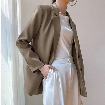 New Solid Color Blazer Coat Female Spring Autumn  Fashion Suit Jacket Ladies 2026  Advanced Long Sleeves Casual Tops Outwear