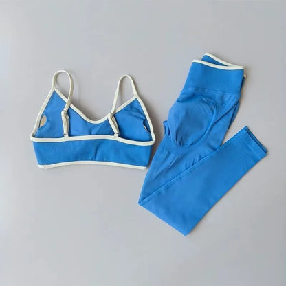 Seamless 2PCS Legging Sets Women's Strappy Sports Bras and Leggings High Waist Fitness Sculpt Leggings Running Pants Gym Suits