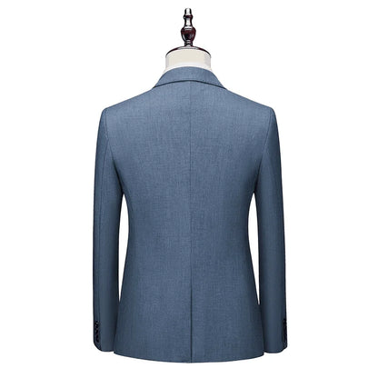 Jacket+Vest+Pants / 2023 High Quality Men Slim Suit Formal Business Groom Wedding Social Dress Blue Grey High-end Casual Tuxedo