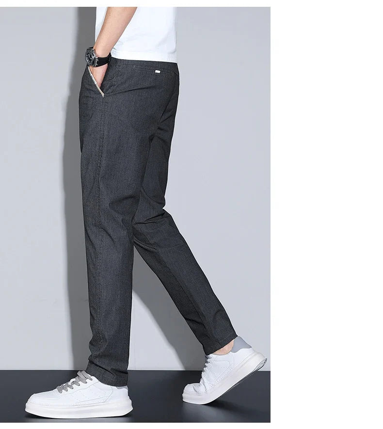 Cotton Thin Men's Business Casual Pants Summer Straight Slim Fit Fashion Stretch Solid Trousers Korean Men's Pants Size 28-38