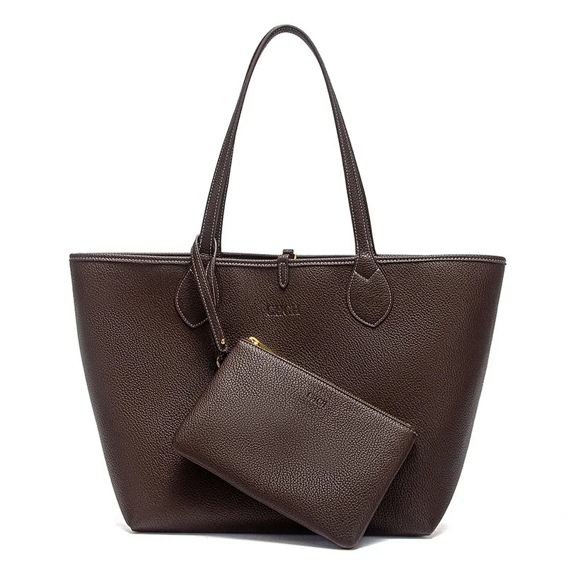 Double Sided Mother Child CaWomen's Tote Bag 2025 Autumn New Coffee Color Handbag