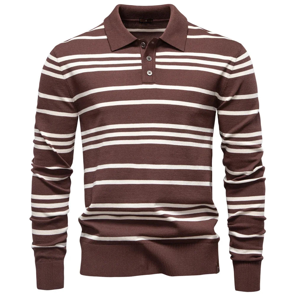 2025 Color Block Polo Men Striped Long Sleeve New Autumn Designer Social Business Premium T-shirts Male