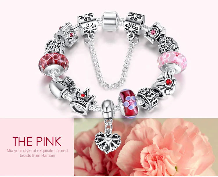 Queen Jewelry Charms Bracelet & Bangles With Queen Crown Beads Bracelet for Women PA1823