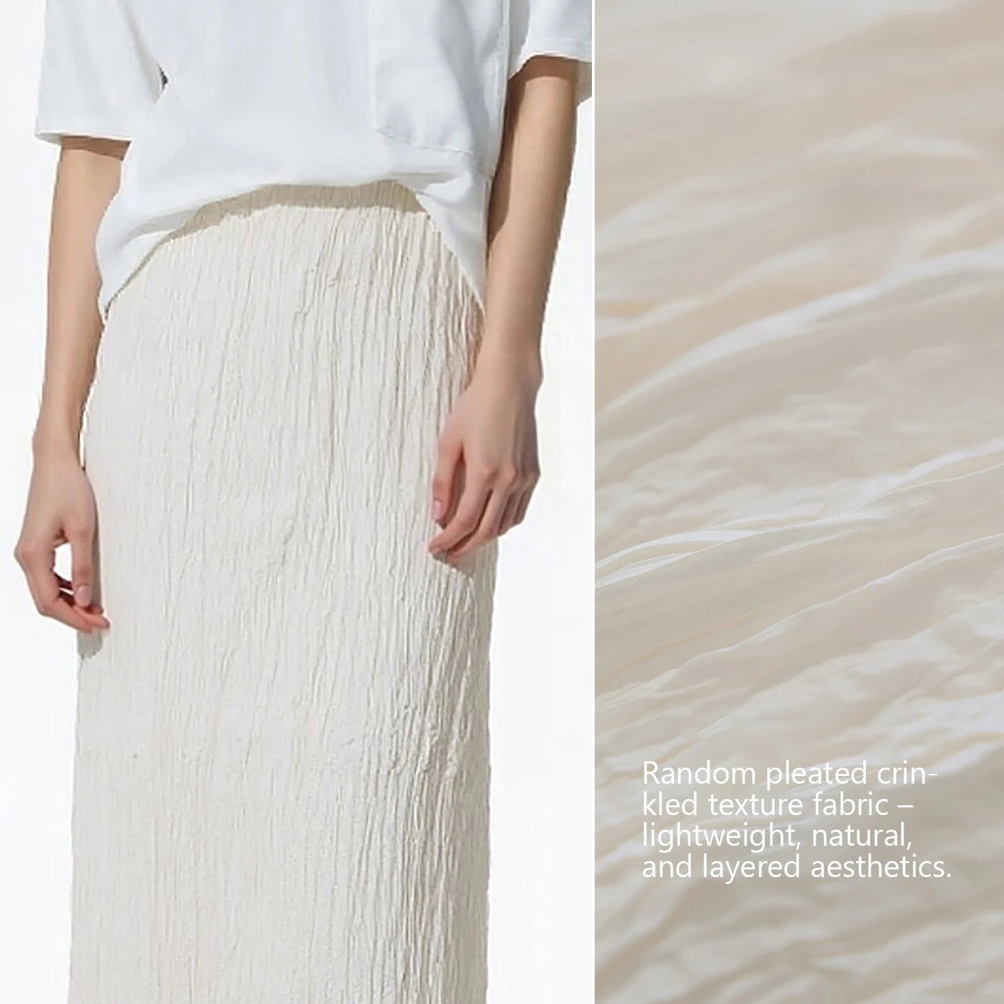 Pleated Women's Skirt 2026 Summer New Elastic Waist Flowy A-Line Midi Skirt Casual Versatile Women's Clothing 12622123