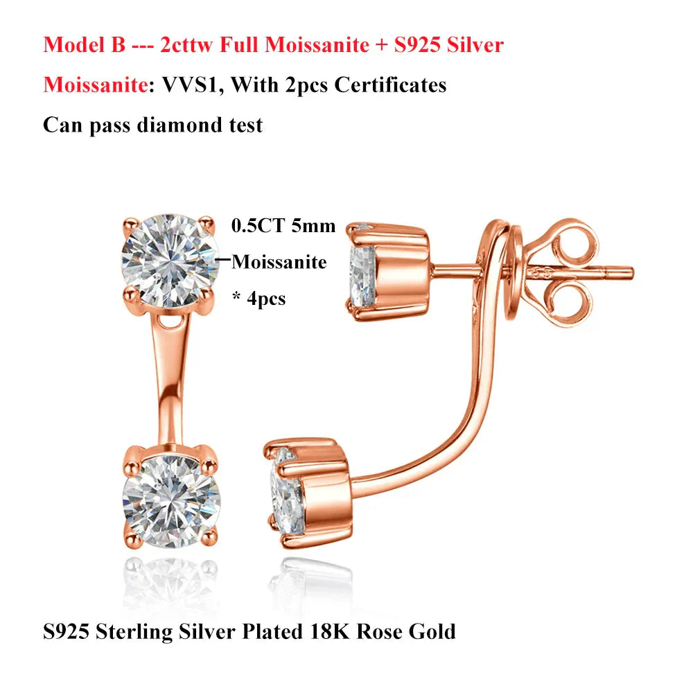 2 Stone Pear Cut Moissanite Stud Earrings for Women S925 Silver 2cttw All Lab Diamond Earring Pierced Ear Fine Jewelry Gift