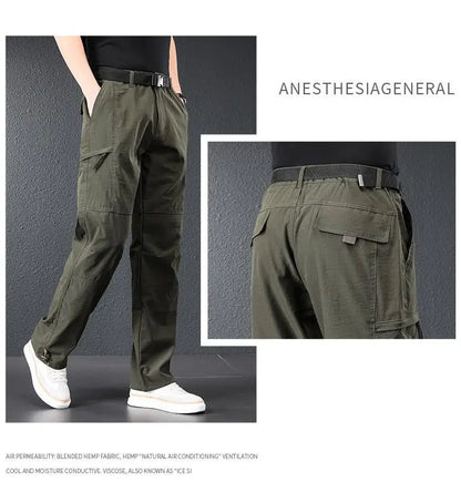 2026 New Hiking Pants Men Spring Summer Ice Silk Cooling Lightweight Outdoor Casual Pants for Men Quick Dry Fishing Travel Pants