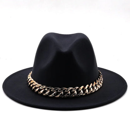 Hat For Women Autumn Winter New Party Jazz Fedora Hats With Fashion Luxury Oversized Chain Accessory Bag Two-piece Set