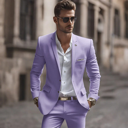 Summer White Men Suits Two Piece Fashion Notch Lapel Single Breasted Suit Slim Fit Elegant Smart Casual Groom Wedding Tuxedo