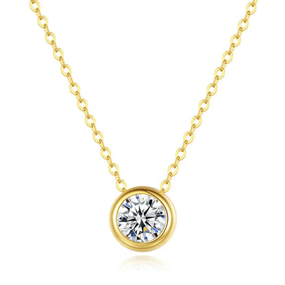 Rose Gold 1CT Moissanite Pendant Necklace For Women D Color Lab Created Diamond Choker Chain Original 925 Silver Jewelry Gift