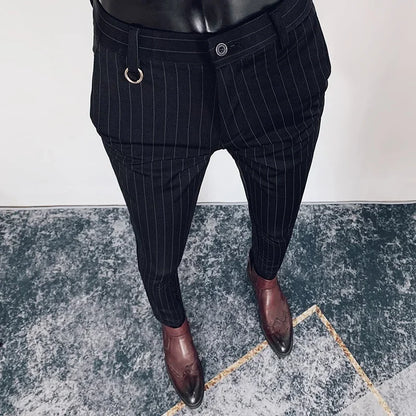 Spring 2026 Mens Casual Slim Fit Dress Pants Streetwear Suit Pants Men High Quality Office Pants All Match ankle Length Trousers