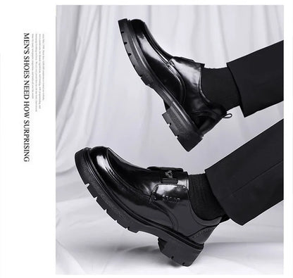 Spring Autumn New Increase Leather Shoes for Men Black Business Casual Platform Shoes Male Fashion High Quality Dress Shoe Man