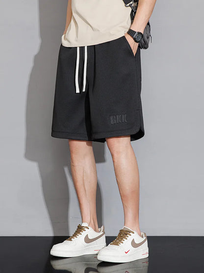 Summer Men's Sport Shorts Knee-Length Straight Loose Short Pants Streetwear Drawstring Knitted Sweat Casual Shorts Big Size 8XL