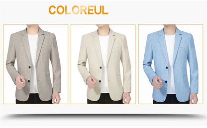Sky Blue Men's Suit Jacket Thin Blazers Spring Autumn Solid Business Formal Wear Men Clothing Wedding Coat Oversize 4XL