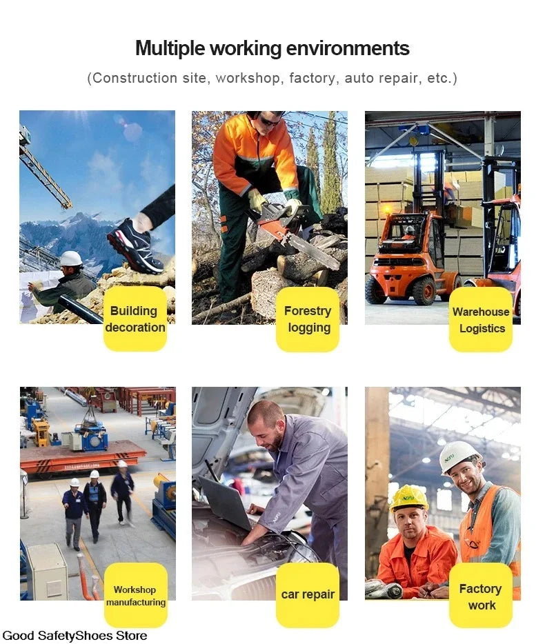 Rotating Button Safety Boots Shoes Man Steel Toe Safety Work Shoes Lightweight Non Slip Work Boots Men Sneaker