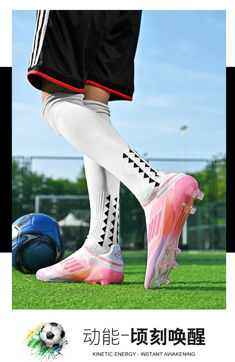 2712 Without-Lace Mens Soccer Shoes F50 SLIP-ON Non-Slip Turf Soccer Cleats Boys TF/FG Training Football Boots Chuteira Campo