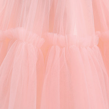 Kid's Party Formal Evening Dresses Elegant Party Dresses For Girls Dresses With Trailing Detachable Princess Dress