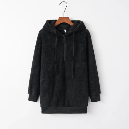 Fashion Trend Long-sleeved Hooded Solid Color, Women's Sweater Coat