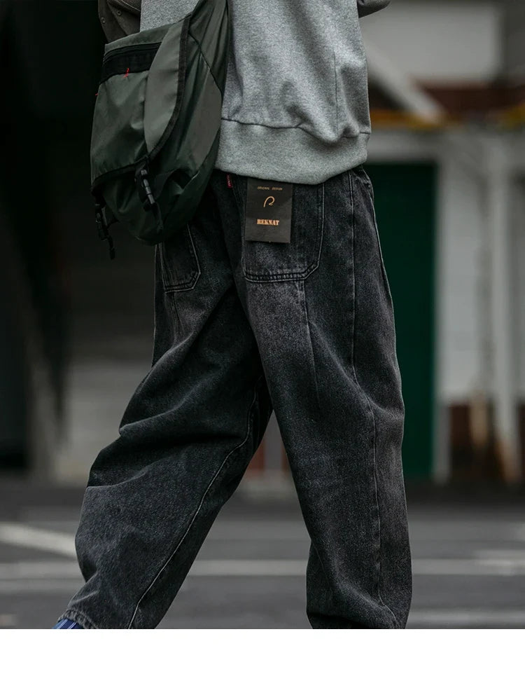 American Vintage High Quality Denim Cargo Pants Men Clothing Streetwear Loose Skate Jeans Harajuku Casual Harem Trousers Male