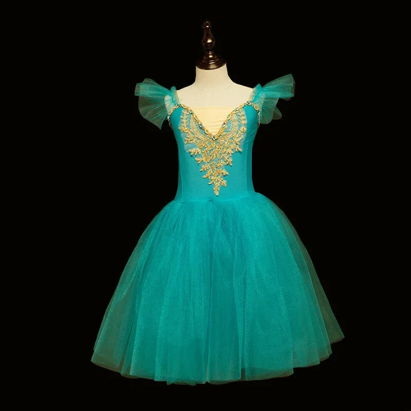 New Professional Ballet Tutu Long Tulle Dress Girls White Swan Ballet Dress Performance Dance Ballerina Costume Kids For Girls