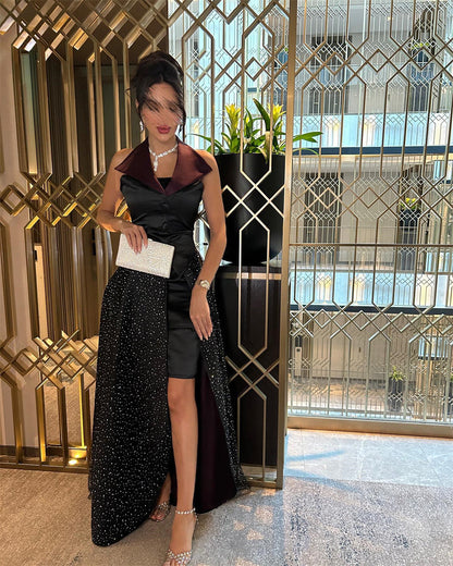 Customized Fashion Intricate V Neck Empire  Sequin Floor Length Sleeveless Button Tank Formal Evening Gowns платье женское