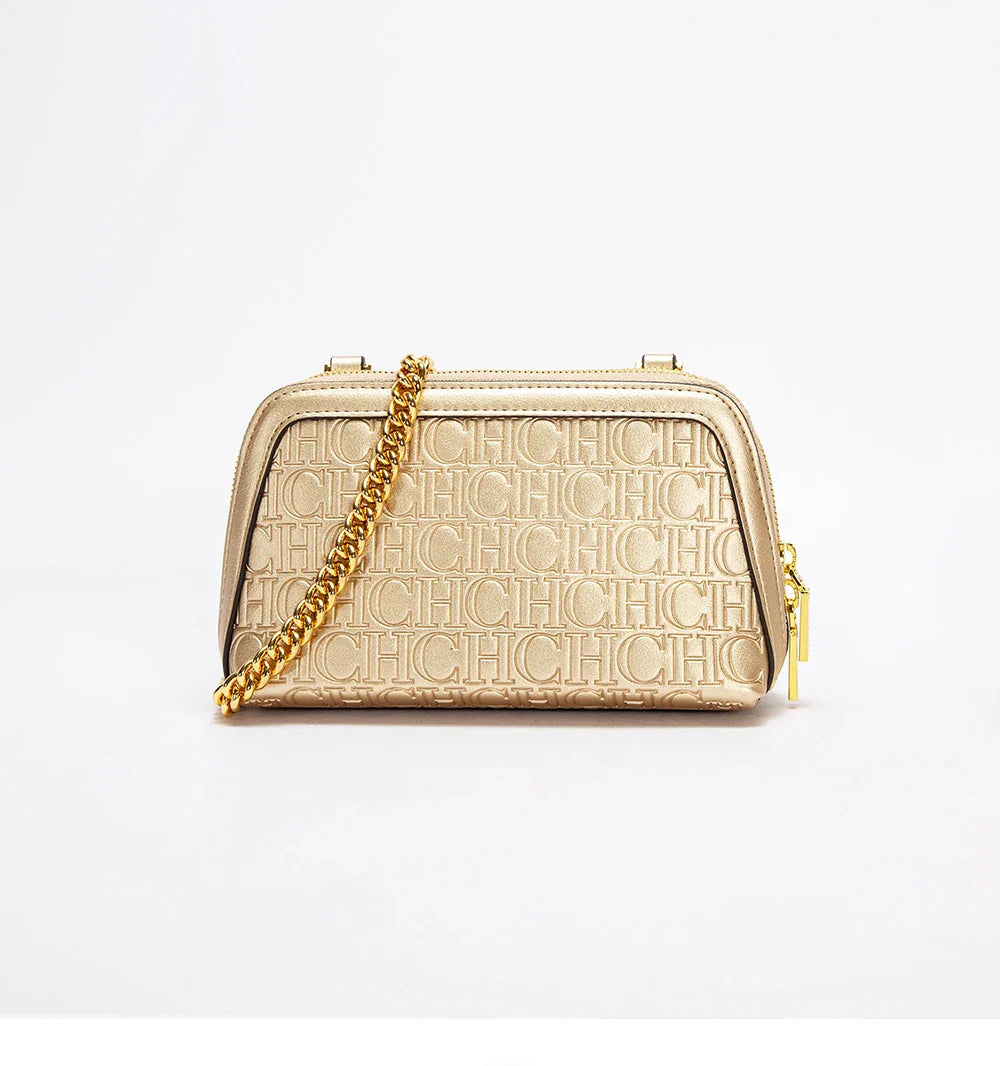 2024 Seasonal New Fashionable and Minimalist Women's Chain Shoulder Bag Solid Color Versatile Letter Print Design Exquisite