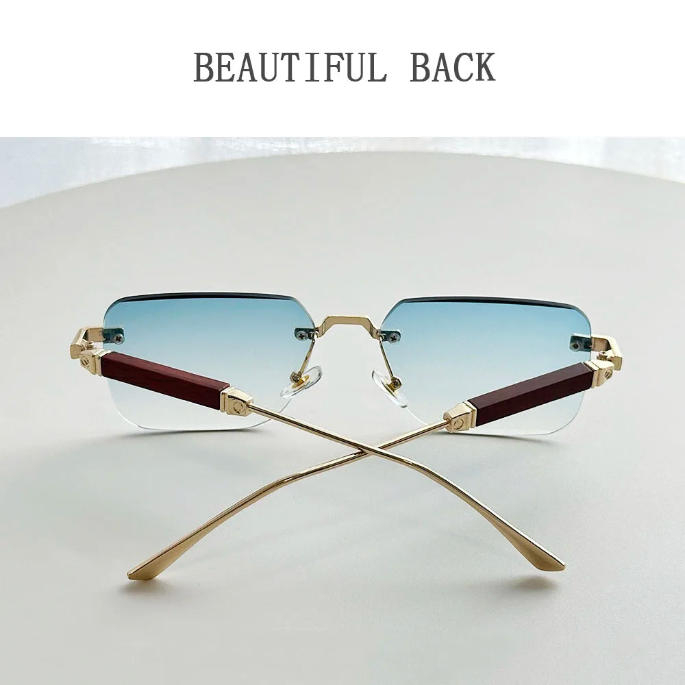 Rimless Sunglass Men Vintage 2025 Fashion Glasses Square Sunglasses Women Trendy And Fashionable Gafas De Sol Hombre Zonnebril
