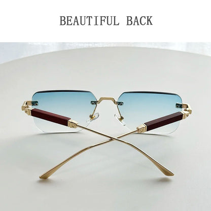 Rimless Sunglass Men Vintage 2025 Fashion Glasses Square Sunglasses Women Trendy And Fashionable Gafas De Sol Hombre Zonnebril