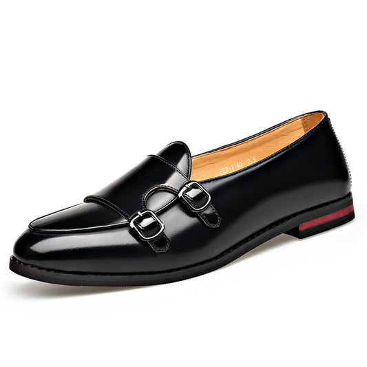 Spring Summer New Cow Leather Shoes for Men Buckle Designer Loafers Male Solid Color Big Size Fashion Business Casual Shoes Man