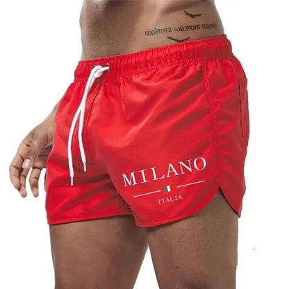 2026 Summer Men's Beach Shorts Urban Print Beach Trunks Jogging Casual Pants Quick Drying Swimming Homme Surf Lightweight Shorts