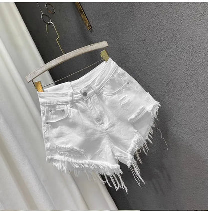 New Hot Girl Retro Irregular Distressed Ripped Denim Shorts 2026 Summer Women's Low-waist Causal Shorts