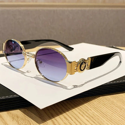 New Vintage Oval Sunglasses Metal Frame Women's Luxury Designery Sun Glasses Shades for Men Oculos UV400  Gafas De Sol Mujer